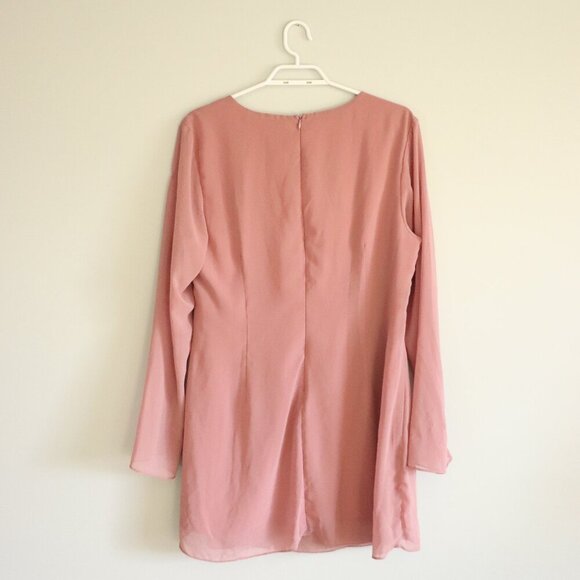 Princess Polly Women's Blush Pink US 12 Square Neck Long Sleeve Midi Party Dress - Picture 2 of 13